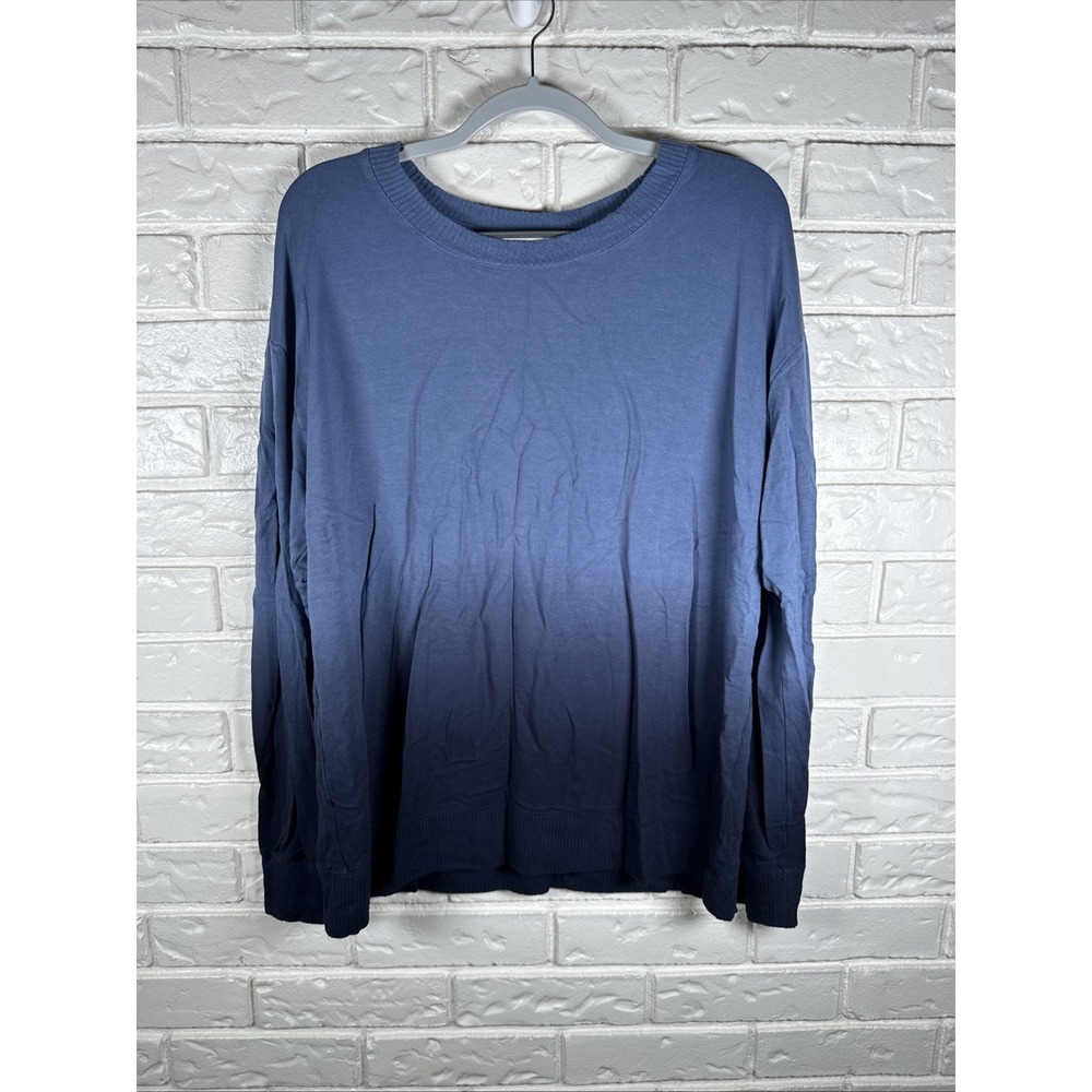 Splendid XXL Blue Ombre Lightweight Knit Sweater Cozy Soft Coastal Pullover